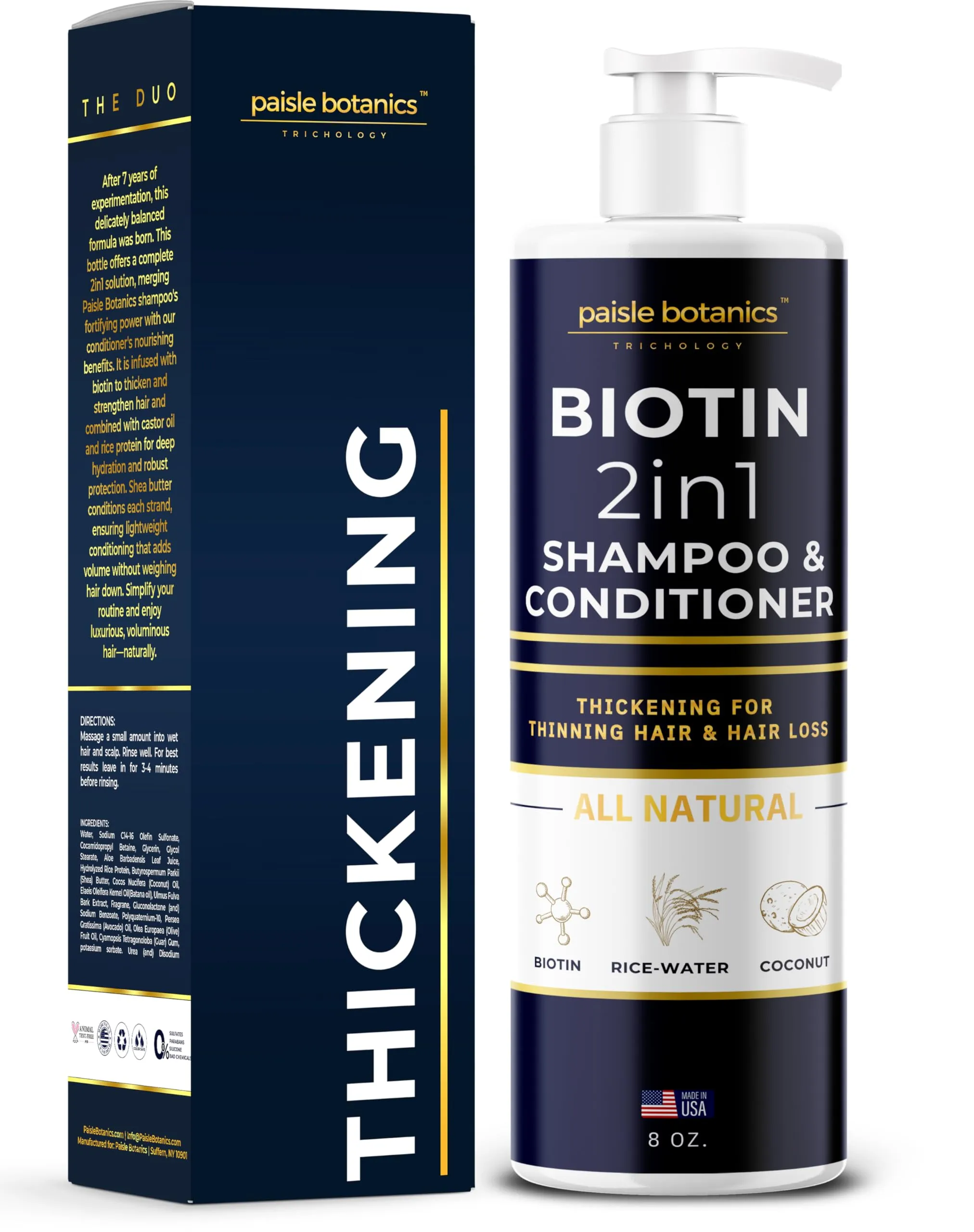 Biotin 2 in 1 Shampoo and Conditioner Men & Women Biotin Shampoo and Conditioner for Thinning Hair Treatment Women & Mens Shampoo and Conditioner 2 in 1 Biotin for Hair Growth Shampoo Conditioner Set
