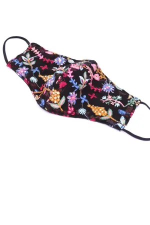 BLACK EMBROIDERED FACE MASK SOHO