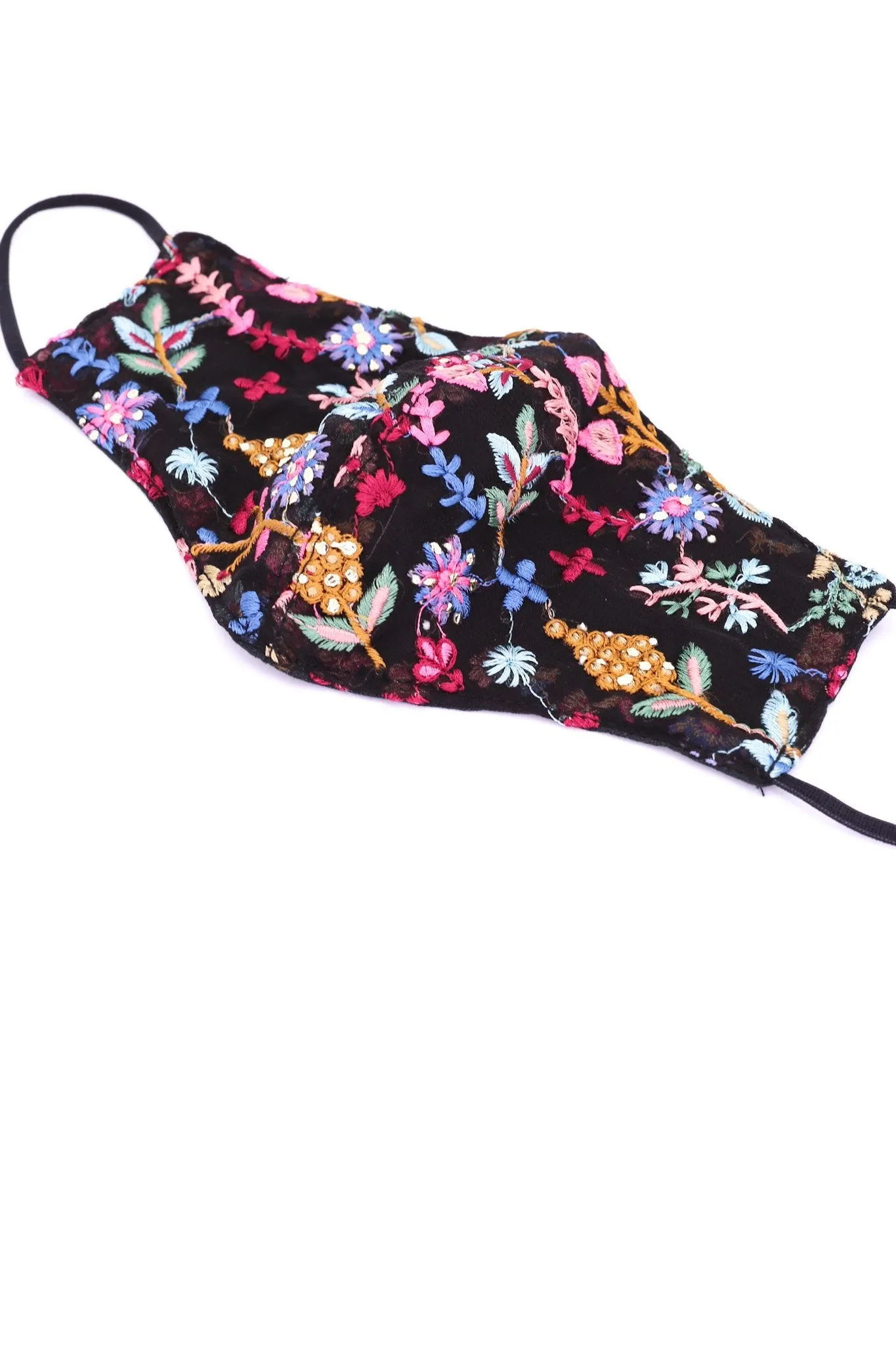 BLACK EMBROIDERED FACE MASK SOHO