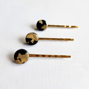 Black, Gold, and Brown Hair Pin Set - Decorative Hair Accessory