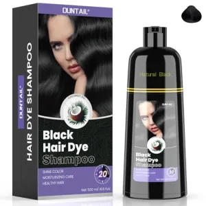 BOJICA DUNTAIL Black Hair Color Shampoo 3 in 1 for Men and Women - Natural Dye for Gray Hair Coverage with Herbal Ingredients