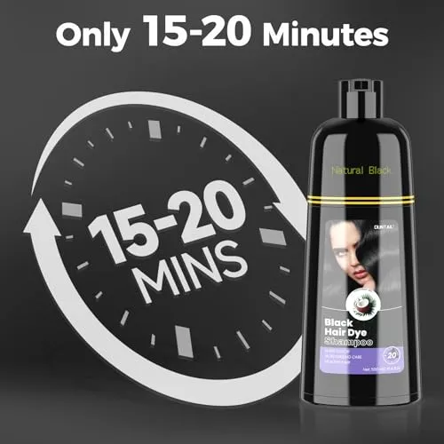 BOJICA DUNTAIL Black Hair Color Shampoo 3 in 1 for Men and Women - Natural Dye for Gray Hair Coverage with Herbal Ingredients