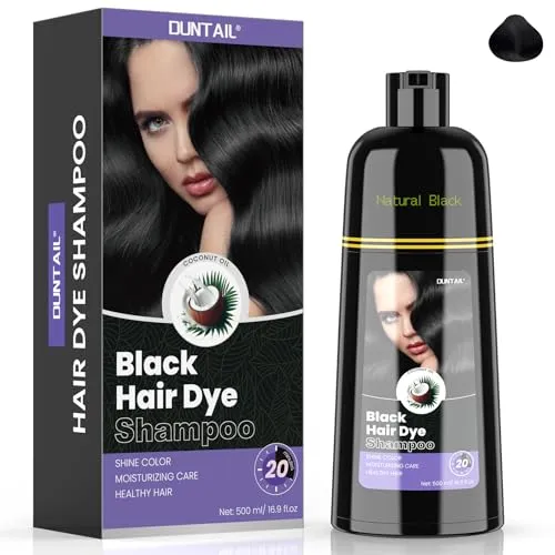 BOJICA DUNTAIL Black Hair Color Shampoo 3 in 1 for Men and Women - Natural Dye for Gray Hair Coverage with Herbal Ingredients