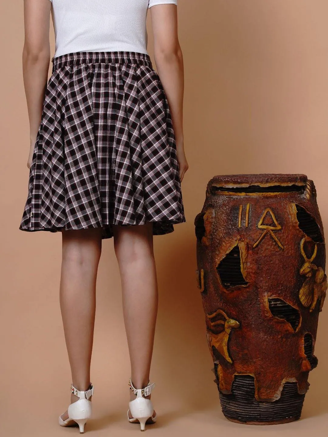 Brown & Black Skirt With Matching Mask