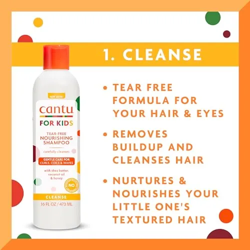 Cantu Care for Kids Haircare Regimen Set with Large Size Shampoo   Conditioner   Detangler   Leave-In Conditioner (Pack of 4)