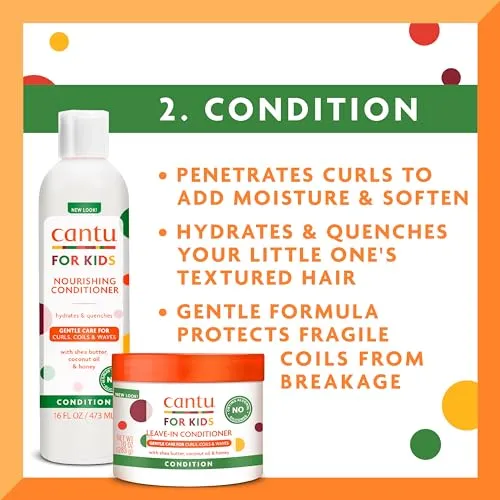 Cantu Care for Kids Haircare Regimen Set with Large Size Shampoo   Conditioner   Detangler   Leave-In Conditioner (Pack of 4)