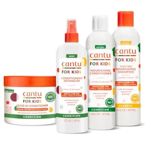 Cantu Care for Kids Haircare Regimen Set with Large Size Shampoo   Conditioner   Detangler   Leave-In Conditioner (Pack of 4)