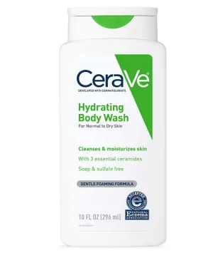 CeraVe Body Wash for Dry Skin | Moisturizing Body Wash with Hyaluronic Acid and Ceramides | Paraben, Sulfate & Fragrance Free | 10 Ounce