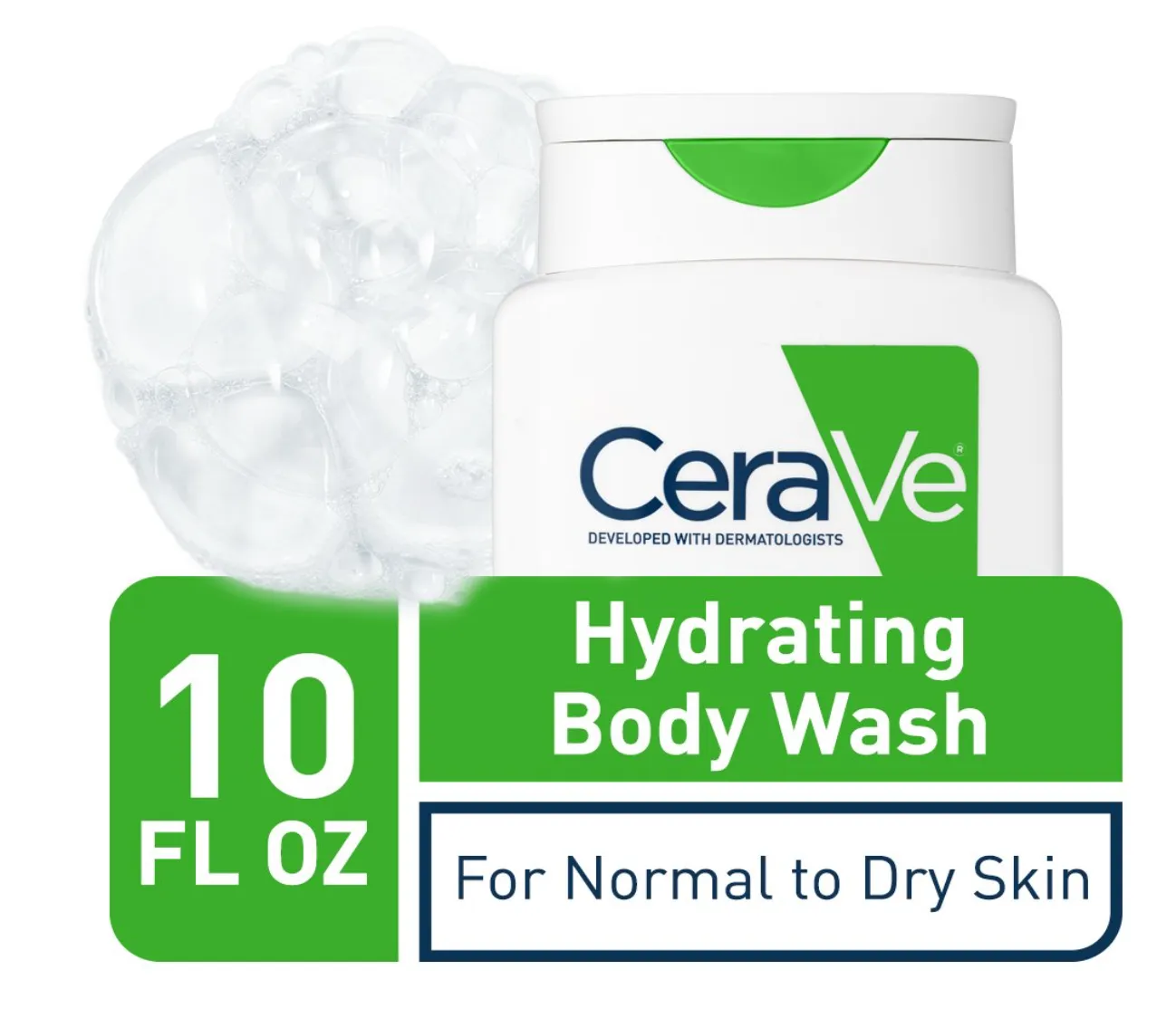 CeraVe Body Wash for Dry Skin | Moisturizing Body Wash with Hyaluronic Acid and Ceramides | Paraben, Sulfate & Fragrance Free | 10 Ounce