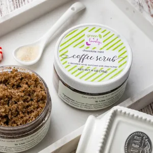 Chocolate Mint Coffee Scrub, Organic Cane Sugar - Stocking Stuffer