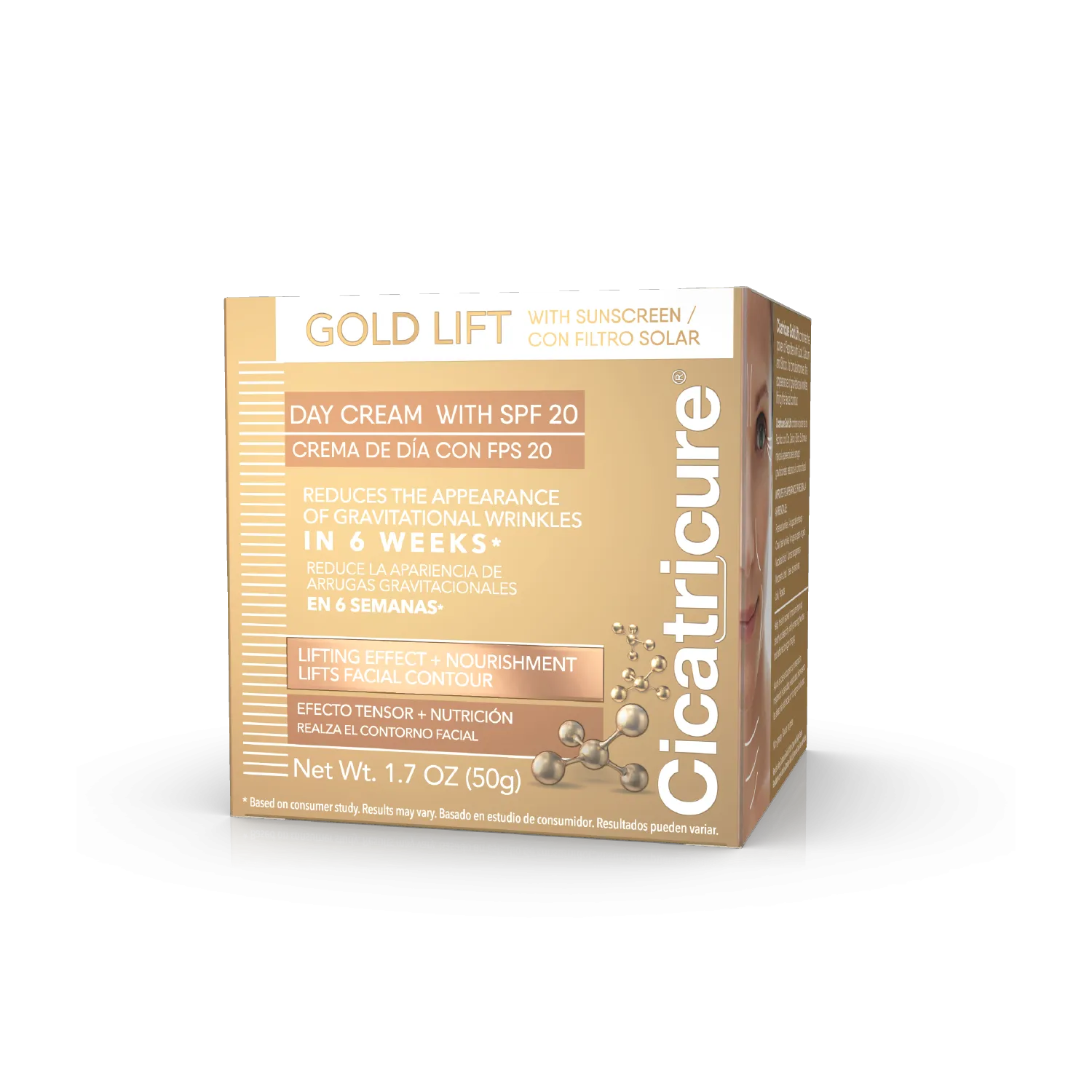 Cicatricure Gold Lift for Gravitational Wrinkles Facial Day Cream with SPF 30 - 1.7 Oz (50 g) - Case of 12