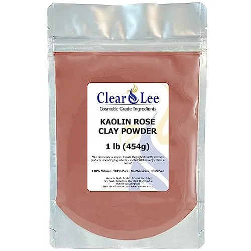 ClearLee Kaolin Rose Pink Clay Cosmetic Grade Powder - 100% Pure Natural Powder - Great For Skin Detox, Rejuvenation, and More - Heal Damaged Skin - DIY Clay Face Mask (1 lb)