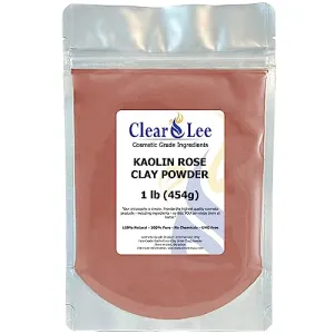 ClearLee Kaolin Rose Pink Clay Cosmetic Grade Powder - 100% Pure Natural Powder - Great For Skin Detox, Rejuvenation, and More - Heal Damaged Skin - DIY Clay Face Mask (1 lb)
