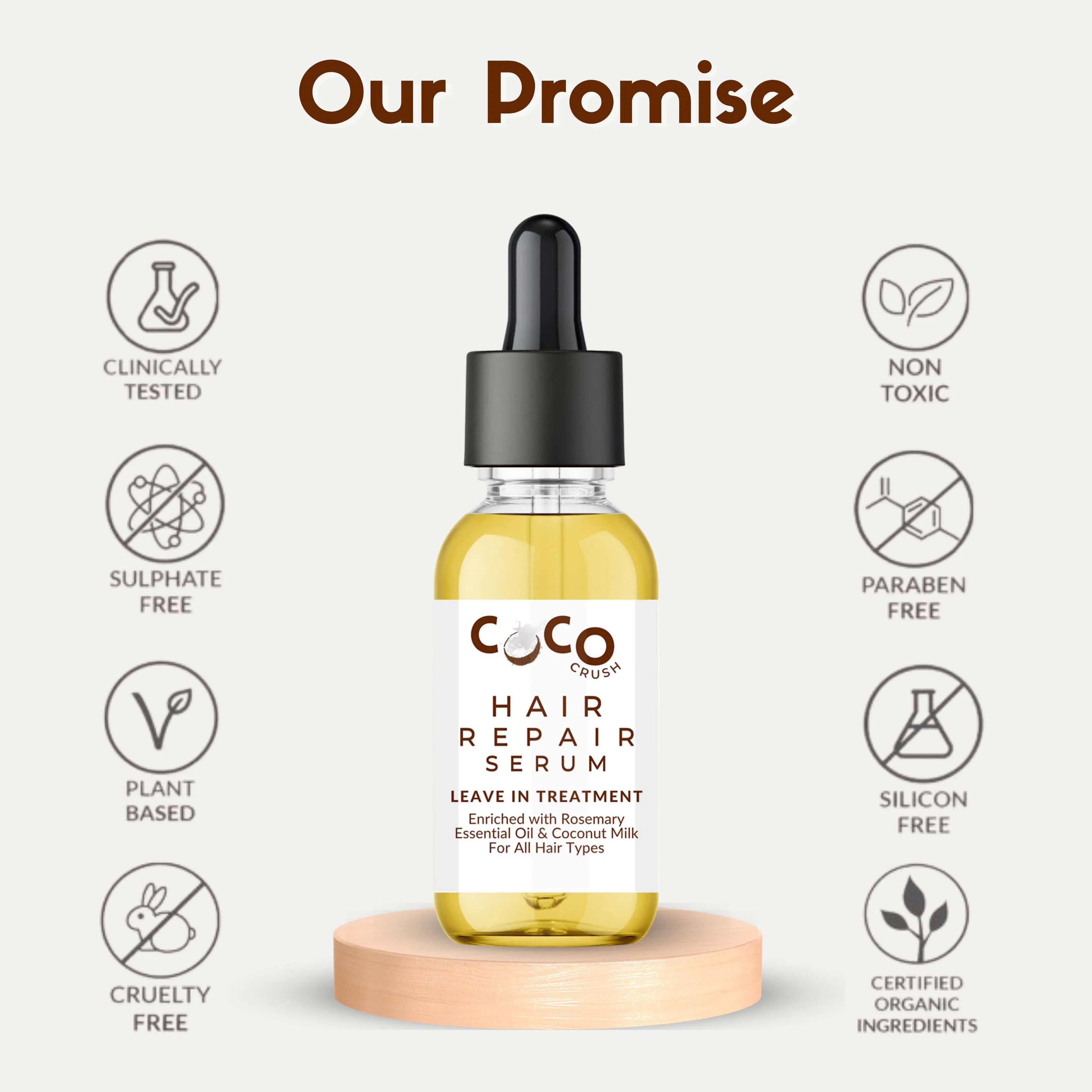 Coco Crush Leave-in Hair Repair Treatment Serum with Lavender & Rosemary Oil