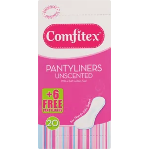 Comfitex Unscented Pantyliners 20 Pack