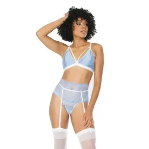 Coquette Scallop Stretch Lace Bra, Garter Belt & G-string