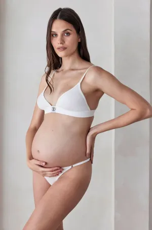 Cotton Rib Triangle Bralette - Ivory