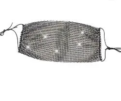 Crystal Rhinestone Face Mask - Black