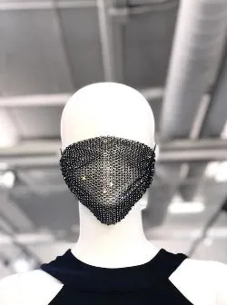 Crystal Rhinestone Face Mask - Black