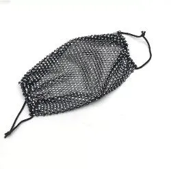 Crystal Rhinestone Face Mask - Black