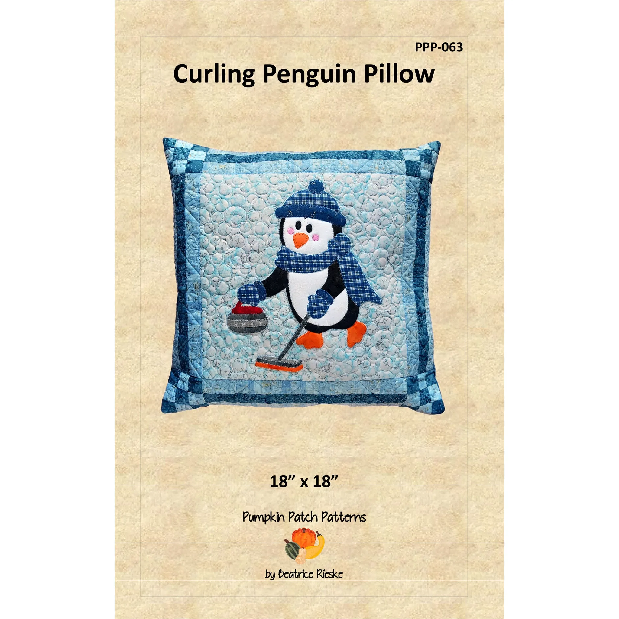 Curling Penguin Pillow PPP-063e - Downloadable Pattern