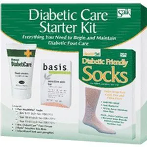 Diabetic Foot Care Starter Kit with Cream, Soap, Size 10 - 13 Socks