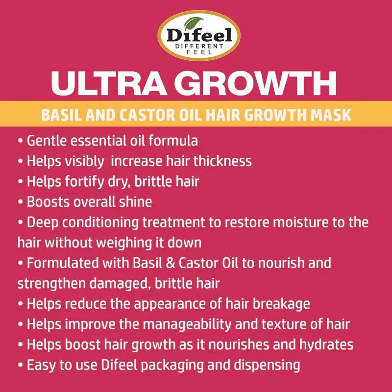 Difeel: Ultra Growth Basil & Castor Oil Pro Growth Hair Mask 12oz