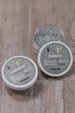 Dirty Bee Shampoo & Conditioner Bar Set with Travel Containers in Charcoal