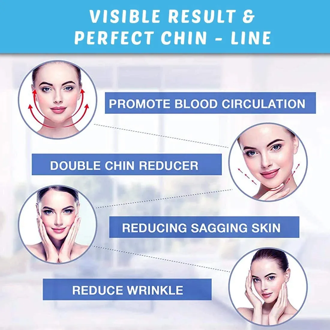 Double Chin Reducer Mask for Women Face Slimming, Adjustable Strap Belt for Perfect V Line Facial Lift JSB HF83
