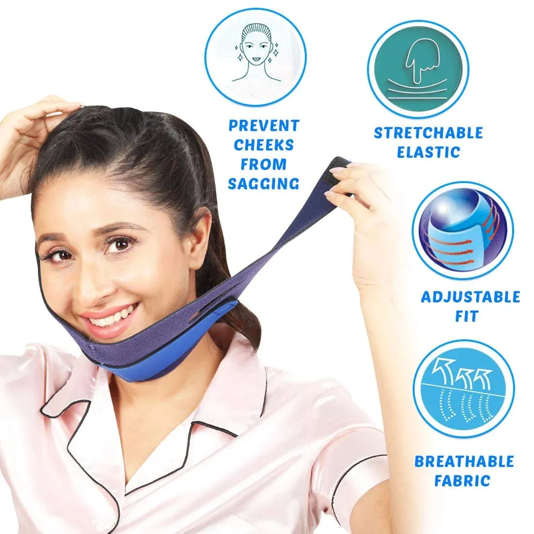 Double Chin Reducer Mask for Women Face Slimming, Adjustable Strap Belt for Perfect V Line Facial Lift JSB HF83