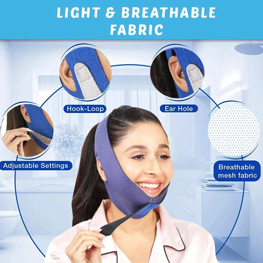 Double Chin Reducer Mask for Women Face Slimming, Adjustable Strap Belt for Perfect V Line Facial Lift JSB HF83