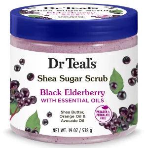 DR TEALS shea suger scrub black elderberry with essential oils مقشر الجسم بالتوت الاسود والشيا من دكتر تيلز