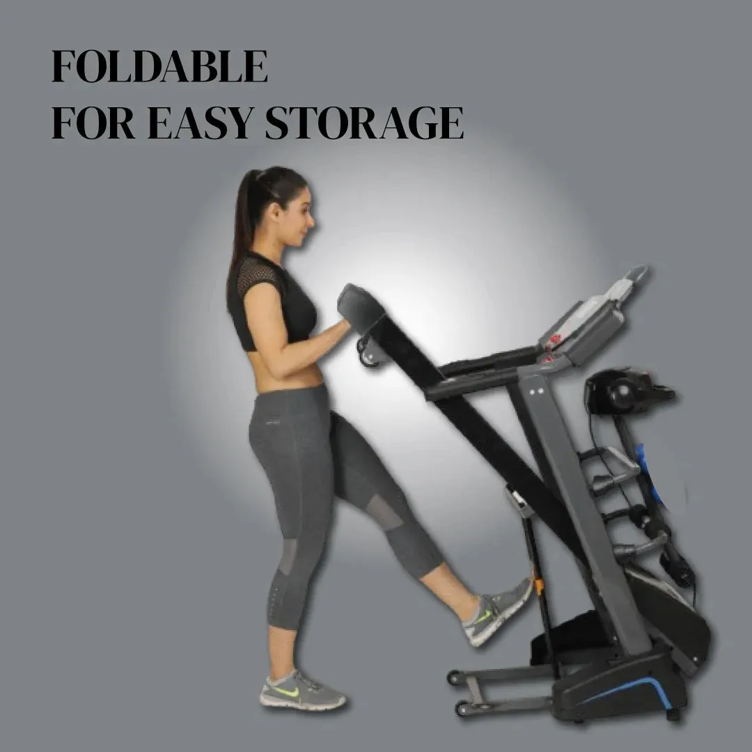 Electric Treadmill with Slimming Belt Motorized Fitness Treadmill for Weight Loss | Running Area : 50" X 17.5" | Max User Weight 150 KG | 3HP Peak Foldable JSB HF39