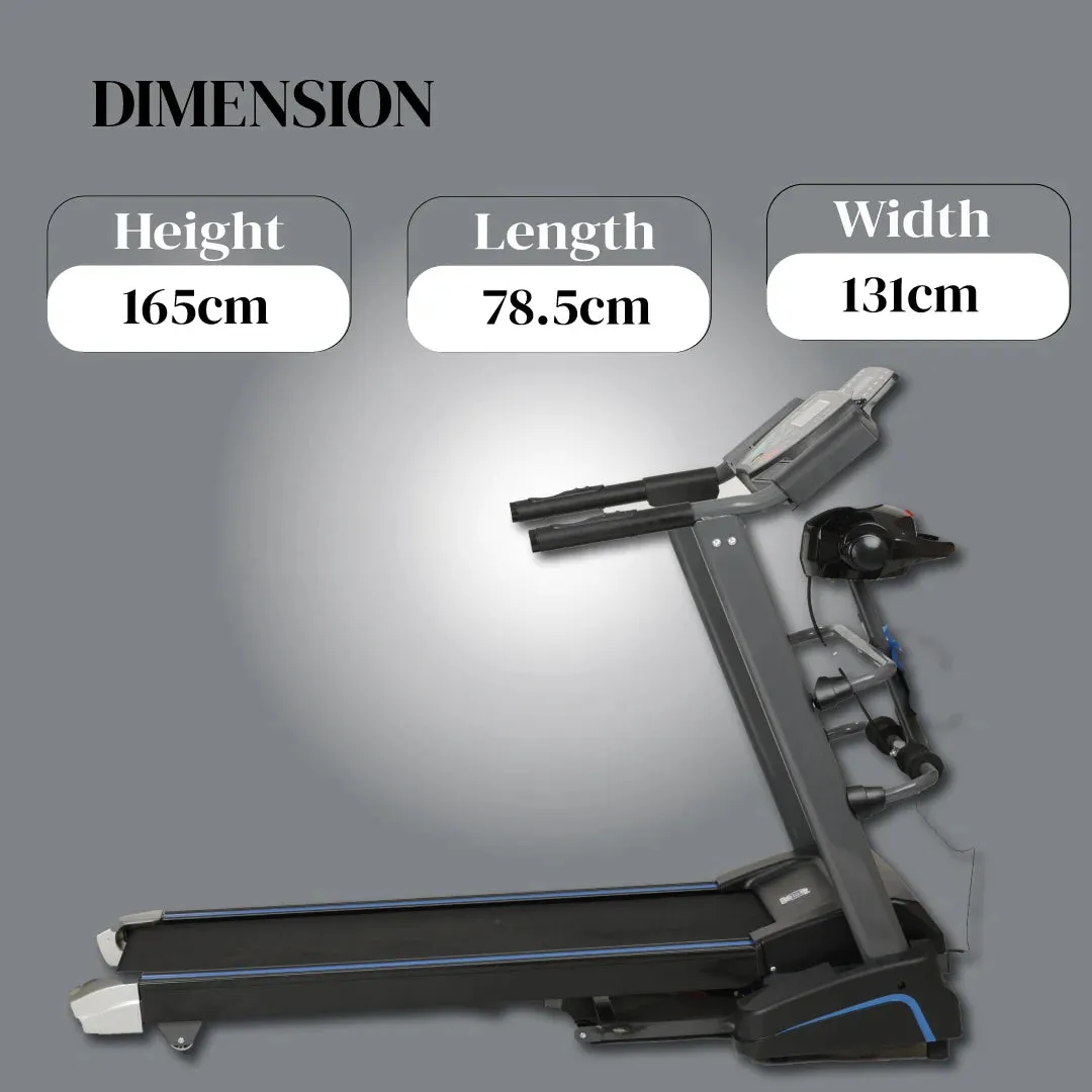 Electric Treadmill with Slimming Belt Motorized Fitness Treadmill for Weight Loss | Running Area : 50" X 17.5" | Max User Weight 150 KG | 3HP Peak Foldable JSB HF39