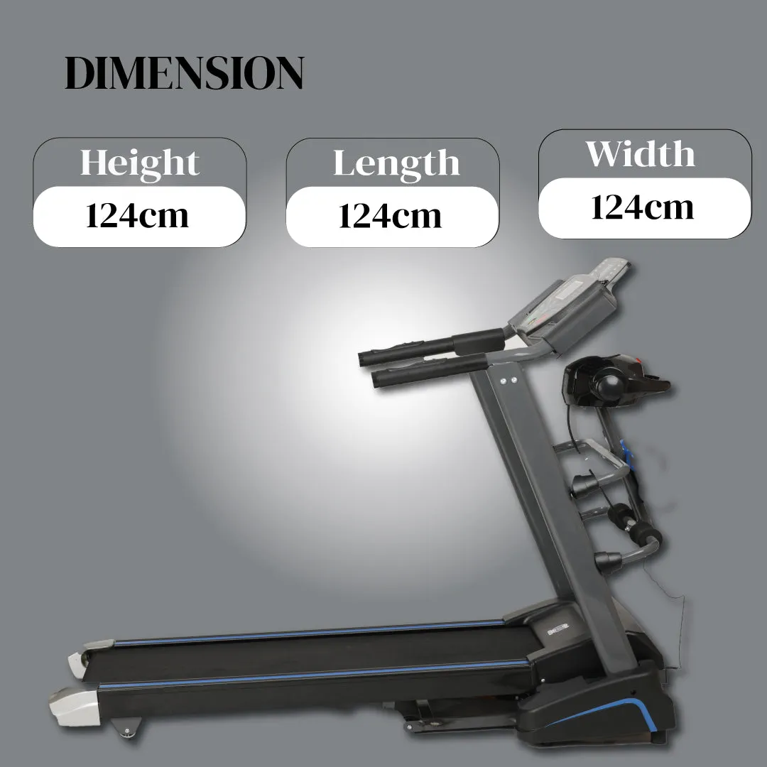 Electric Treadmill with Slimming Belt Motorized Fitness Treadmill for Weight Loss | Running Area : 50" X 17.5" | Max User Weight 150 KG | 3HP Peak Foldable JSB HF39