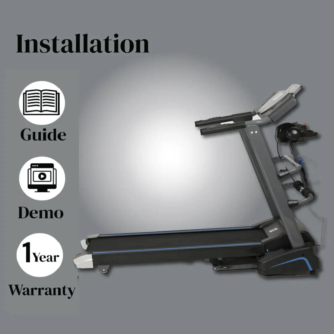 Electric Treadmill with Slimming Belt Motorized Fitness Treadmill for Weight Loss | Running Area : 50" X 17.5" | Max User Weight 150 KG | 3HP Peak Foldable JSB HF39