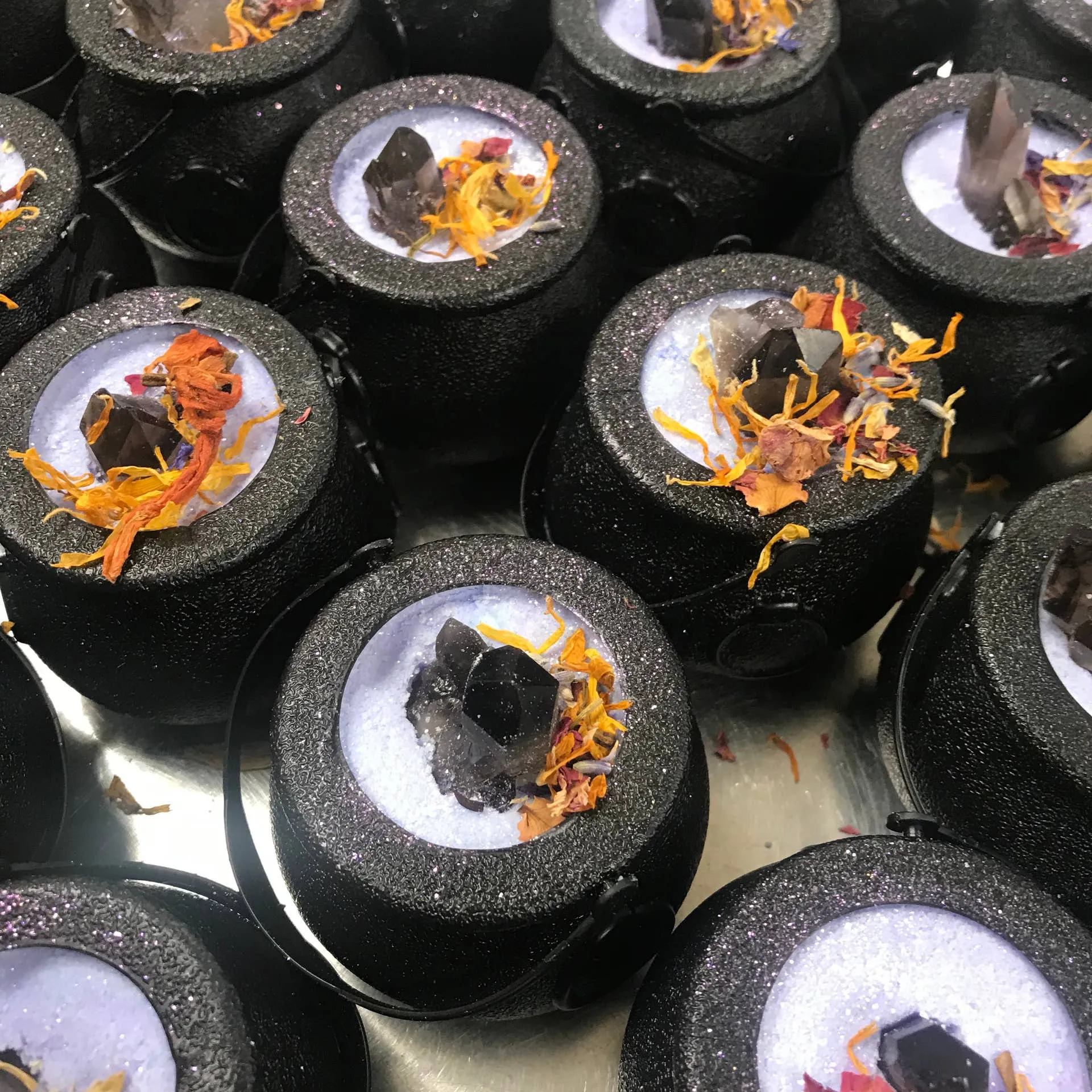 Elemental Earth Smoky Quartz Crystal Bath Bomb Cauldron - Smokey Quartz Point