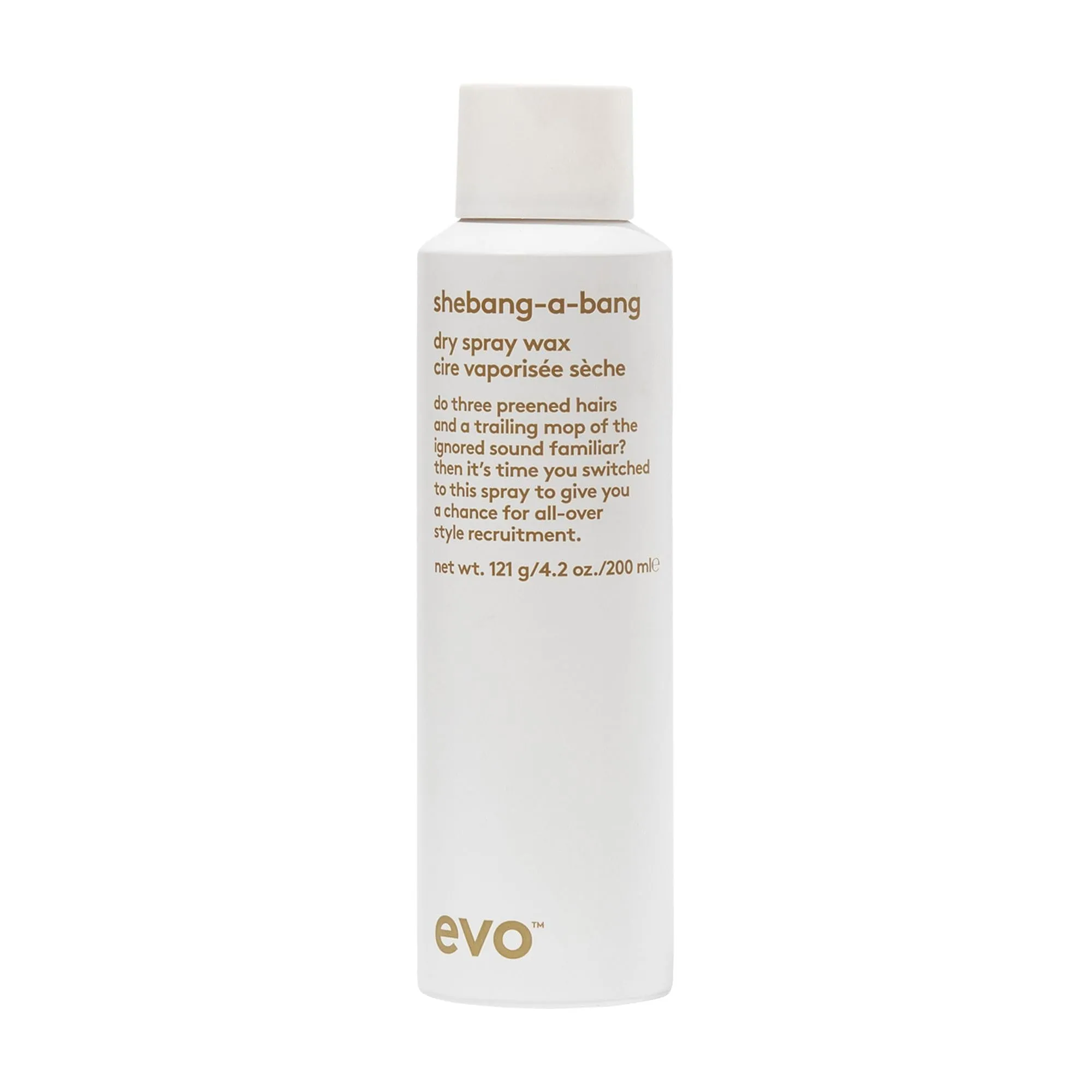 EVO Shebang-a-bang Dry Spray Wax - Provides Texture, Flexible Hold and Matte Finish - Styling Hair Spray Wax For All Hair Types, Wet or Dry Hair - 121g / 4.2oz