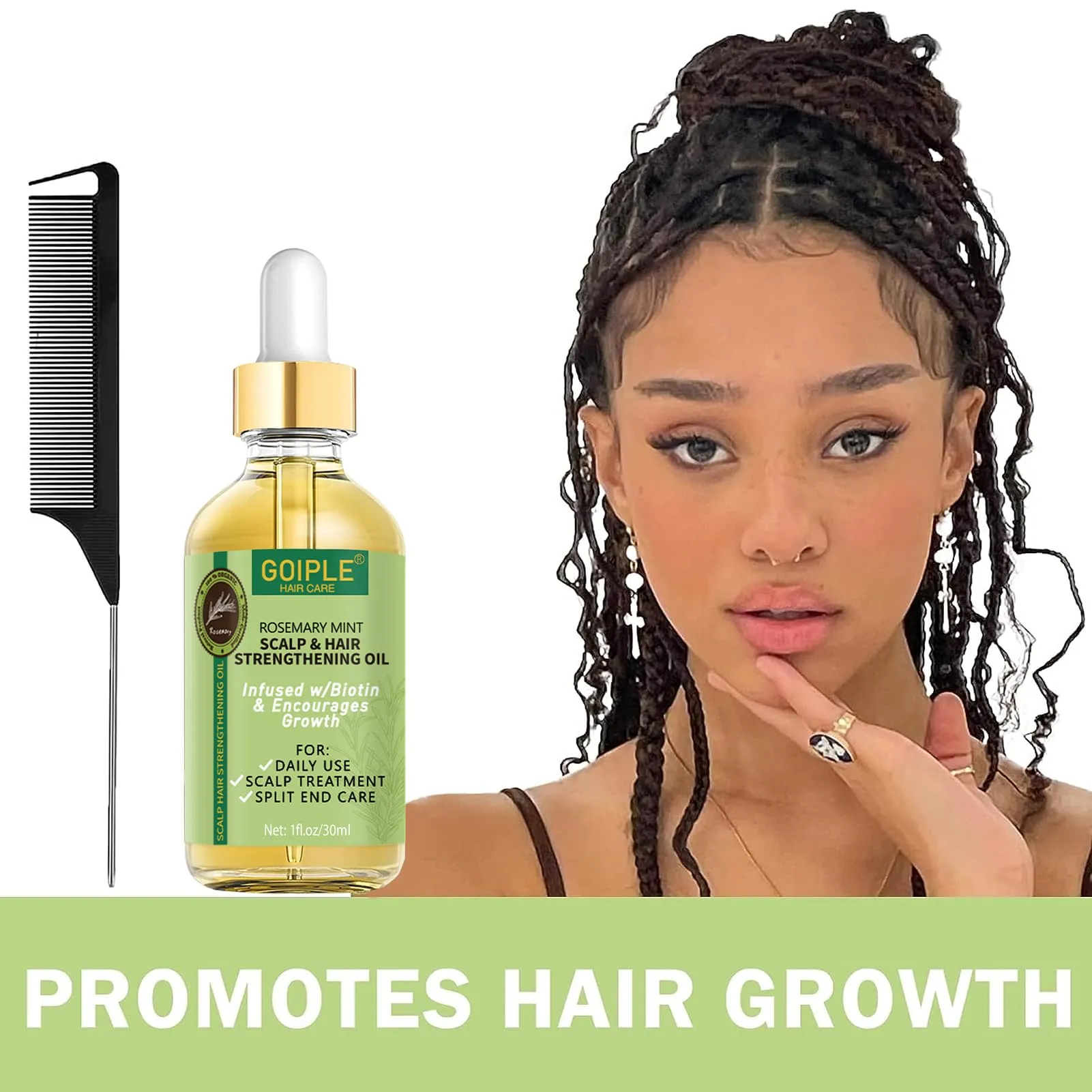 Extra Hold Braid Gel Braid Mousse Tames Frizz Smoothing Gel Good for Twist, Locs, Braids, Cornrows Edge Control, Extra Hold Braiding Gel & Rosemary Hair Growth Oil(Hair Combs Hair Bonnet Hair Clips)