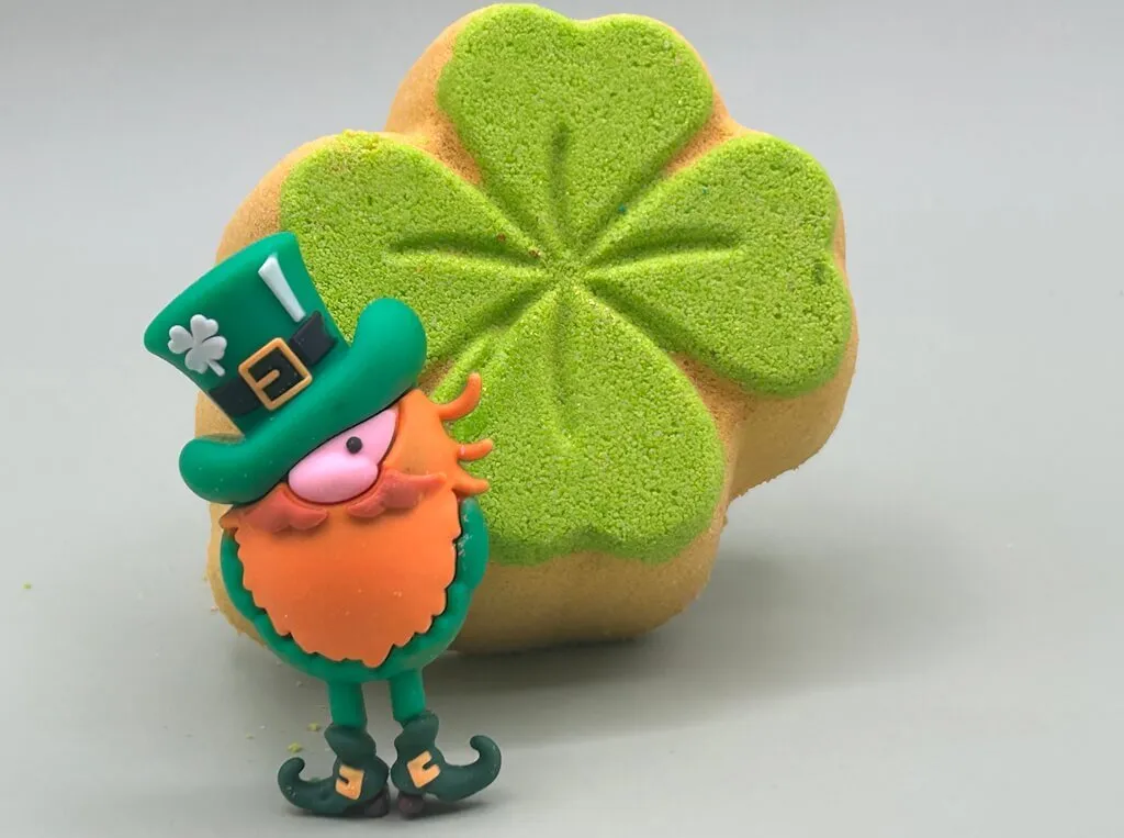 Four-Leaf Clover Bath Bomb with Leprechaun Toy Inside
