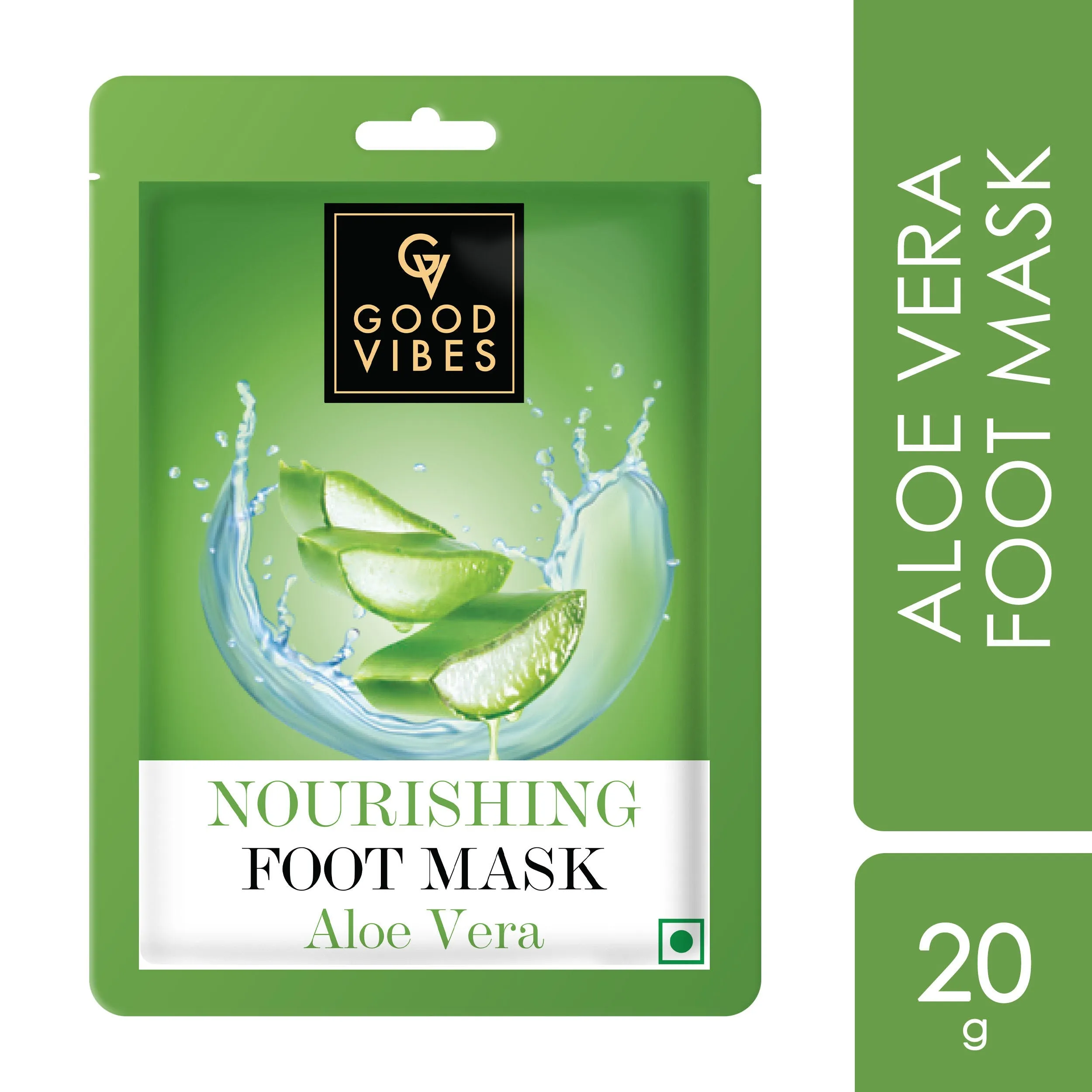 Good Vibes Aloe Vera Nourishing Foot Mask | Moisturizing, Soothing | Vegan, No Parabens, No Sulphates, No Animal Testing, No Alcohol (20 g)