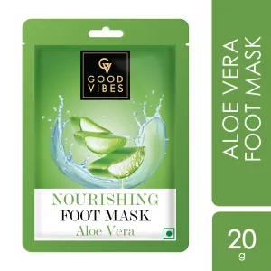 Good Vibes Aloe Vera Nourishing Foot Mask | Moisturizing, Soothing | Vegan, No Parabens, No Sulphates, No Animal Testing, No Alcohol (20 g)