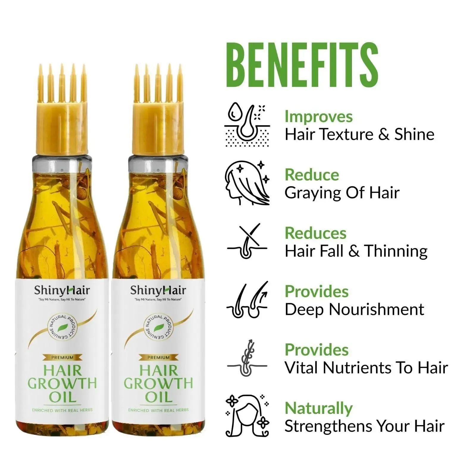 Hair Growth Oil - ShinyHair Oil Enriched With Real Herbs 110ml (Pack of 2)