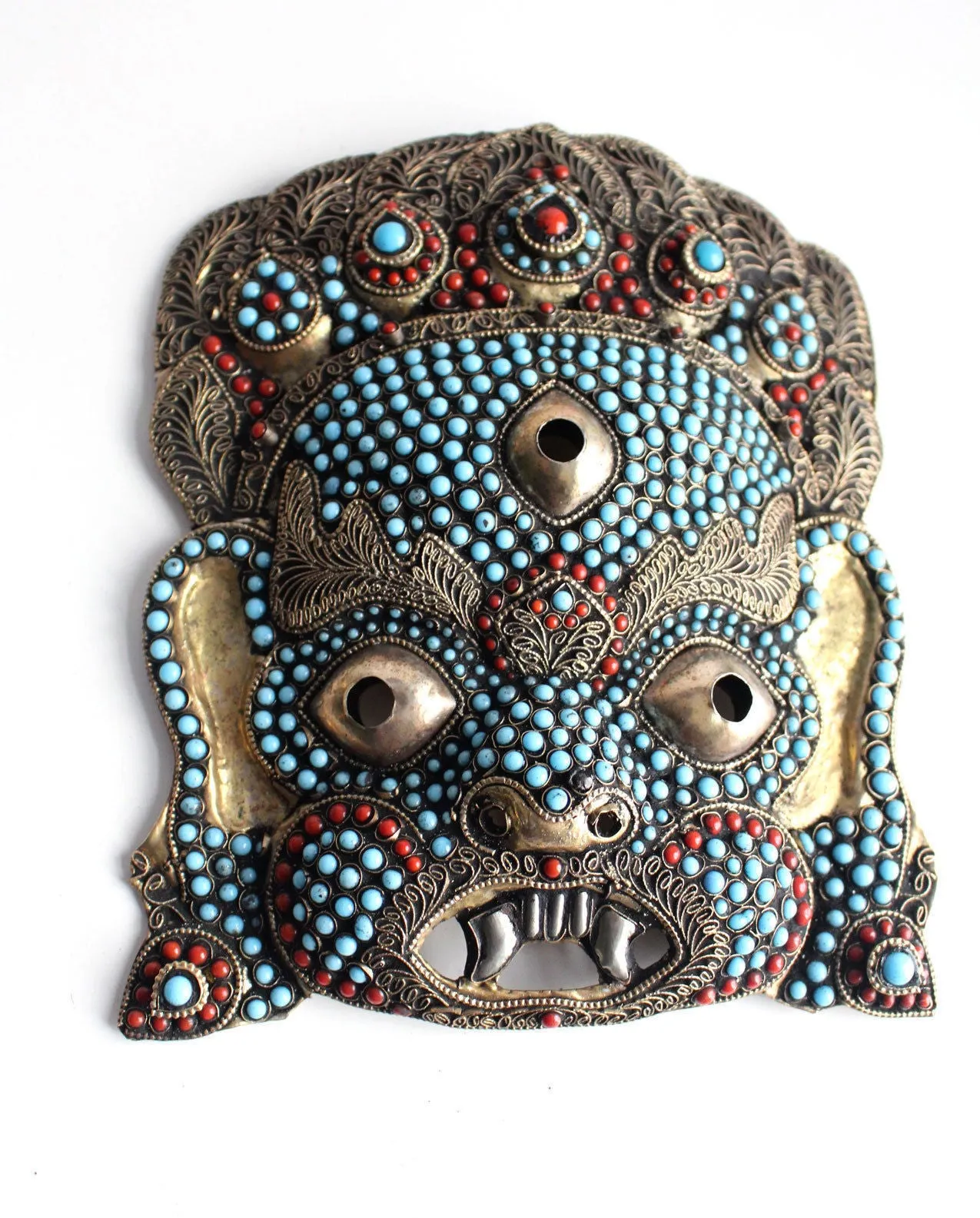 HandCrafted Brass Mahakala Mask Wall Hanging