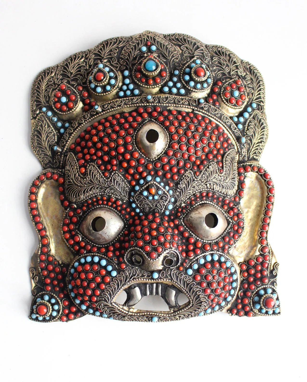 HandCrafted Brass Mahakala Mask Wall Hanging