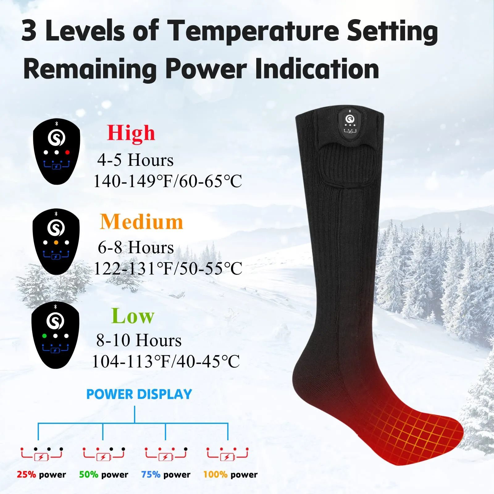 Heated Socks - Infrared Heating with Reinforced Toe for Winter