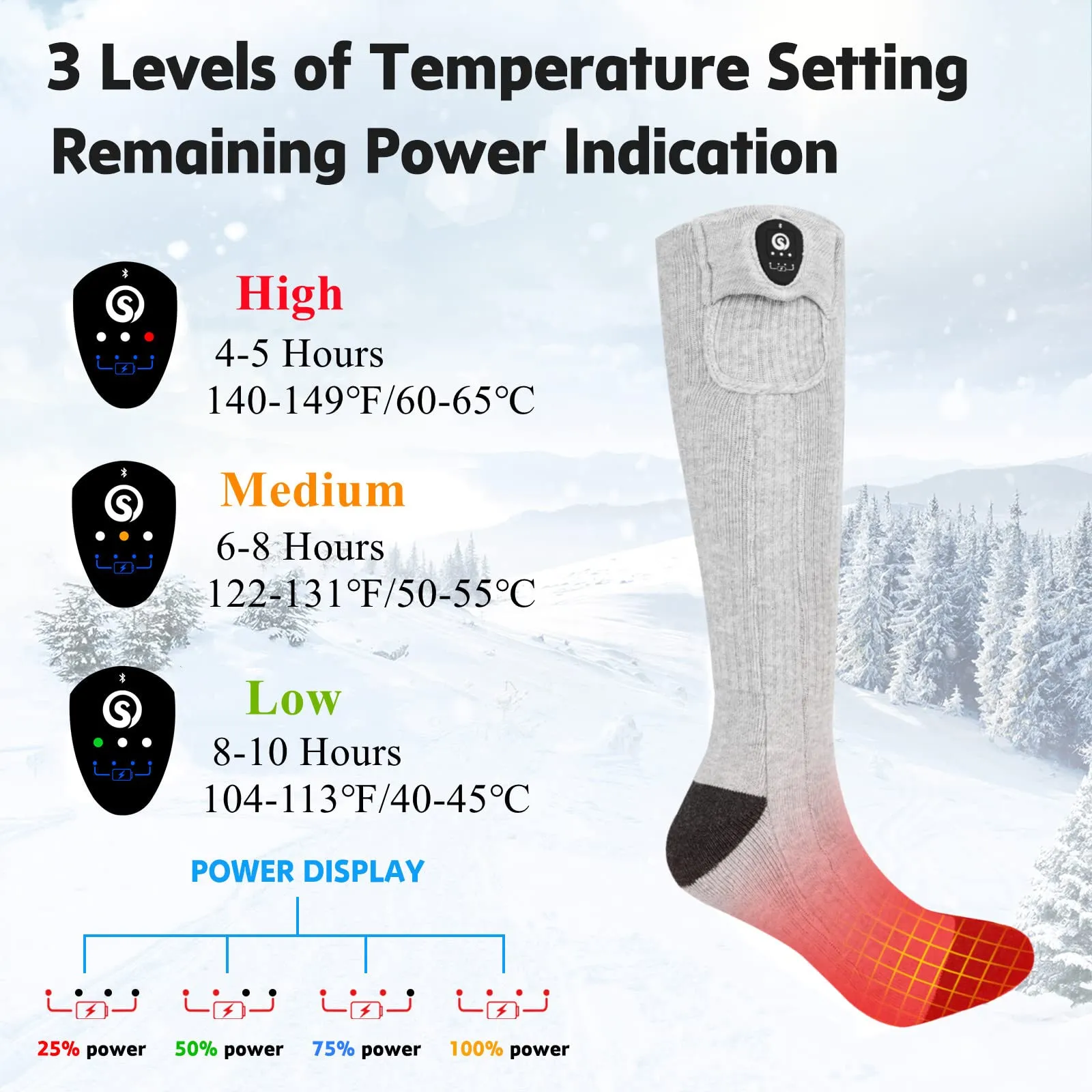 Heated Socks - Infrared Heating with Reinforced Toe for Winter