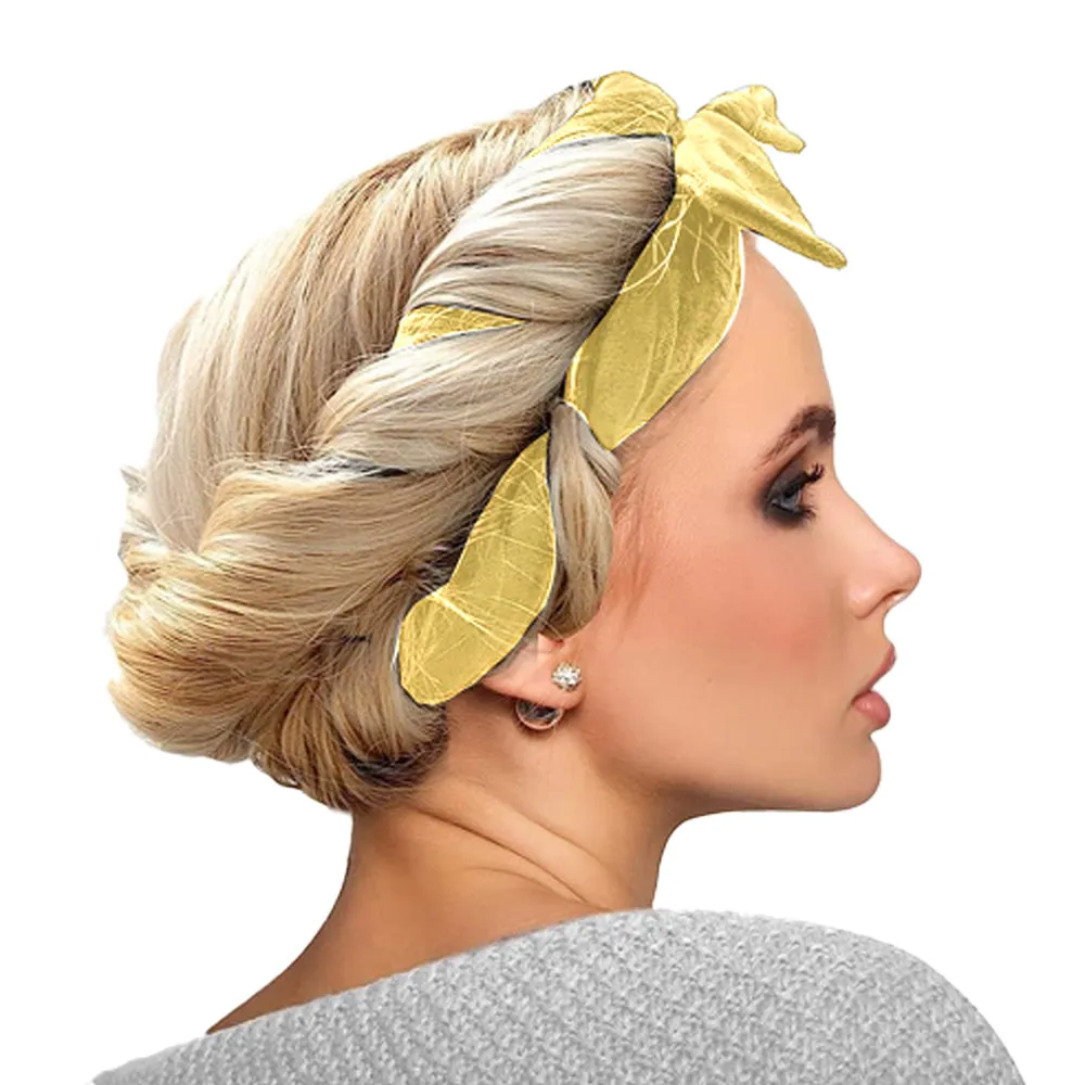 Heatless Curling Rod Headband Set Lazy No Heat Overnight Hair Curler Headband Ties for Women Girls Yellow
