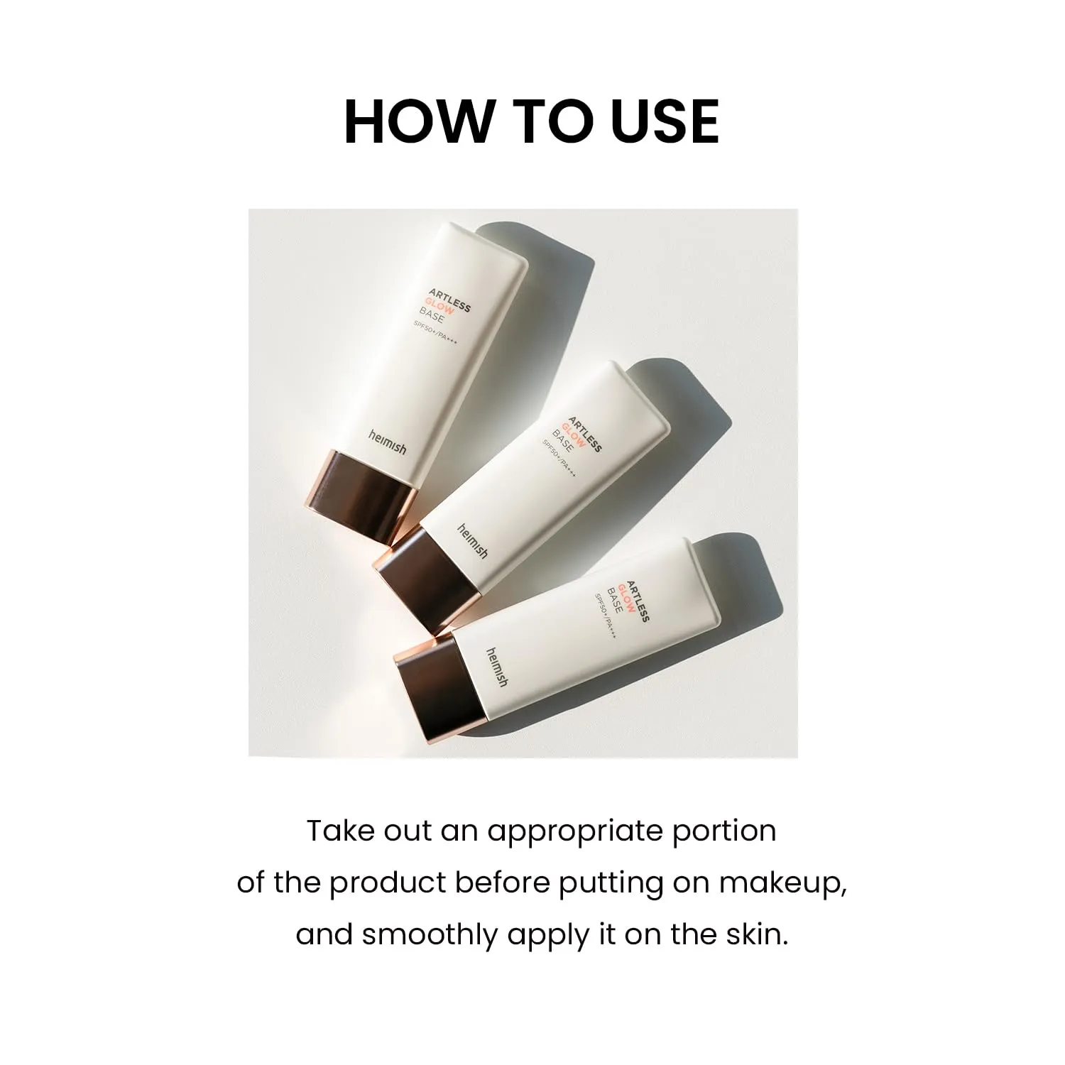HEIMISH Artless Glow Base, Multipurpose Makeup Base, Primer, Highlighter, Tone Up Sunscreen for face, Lightweight, Non-greasy, Hydrating, Natural Finish with SPF 50  PA    , 1.35fl.oz/40ml