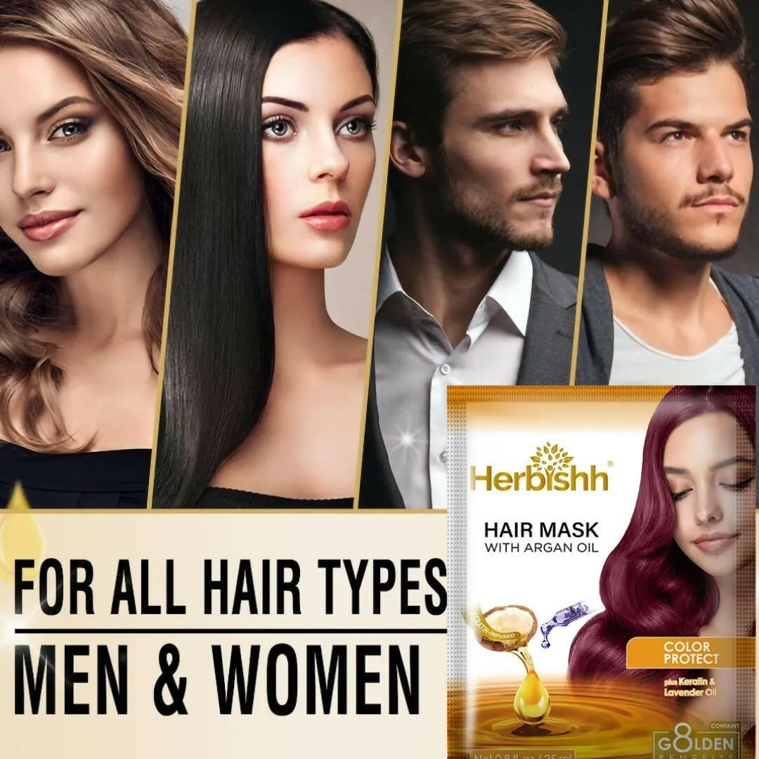 Herbishh Argan Hair Mask for Deep Conditioning & Hydration For Healthier Looking Hair 25 gm